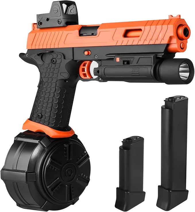 Electric Gel Toys New X5, Full Auto Splat-Blaster Includes Drum and Goggles for Outdoor Team Game, X2 Upgrade Version for Ages 14+,Orange