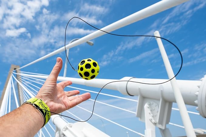Waboba Bounceback Returning Yellow Moon Ball Hyper Bouncy Balls, Extreme Bounce and Fun, Super High Bouncing Ball for Active Play and Outdoor Games