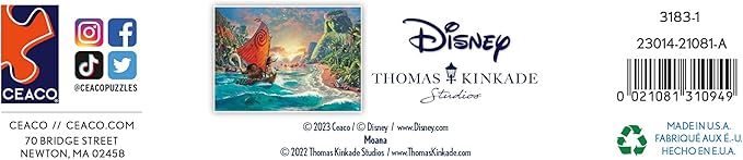 Ceaco - Thomas Kinkade Disney Dreams - Disney’s Moana - 1000 Piece Jigsaw Puzzle for Adults - Vibrant Thomas Kinkade Art - Premium Disney Puzzle for Collectors