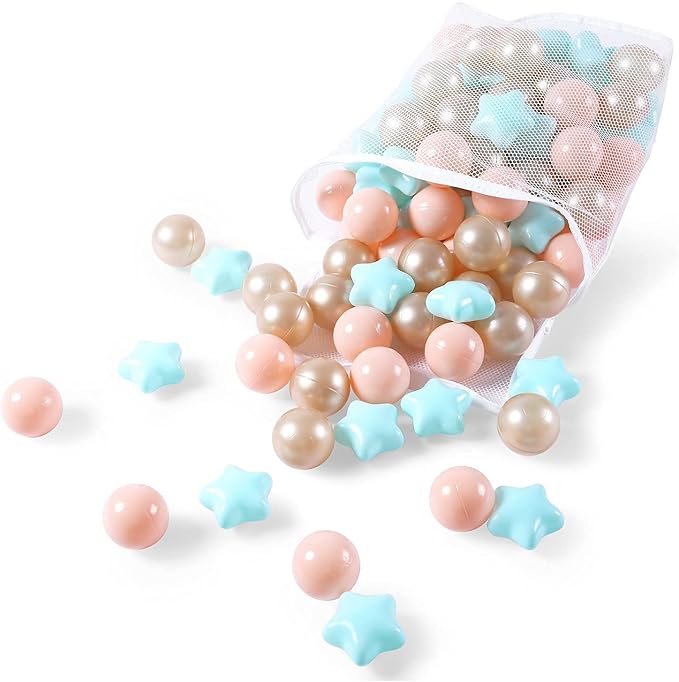 Realhaha Ball Pit Balls 50 100 200 500, Star Shapes for Babies Kids Playpen Plastic Balls for Babies Ball Pool Puppy Playballs