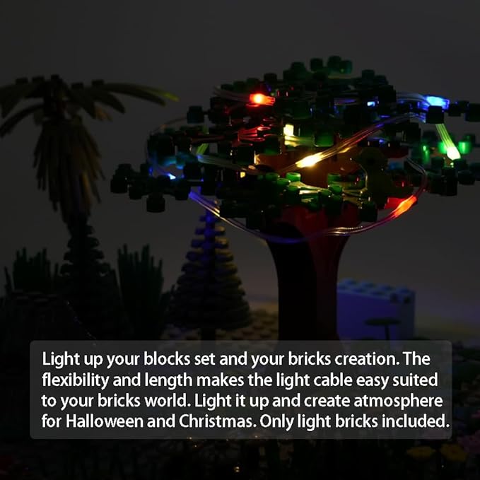 Lights Cable LED Lighting Kit Building Blocks Set, Light Up Bricks Accessories DIY Decoration Toys, Compatible with Major Brands