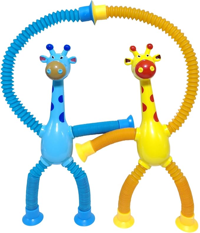 16Pcs Telescopic Suction Cup Giraffe Toys, Suction Pop Tubes Giraffe Sensory Toys, Pop Fidget Toys Bulk for Toddler Travel, Easter Basket Stuffers Party Favor Birthday for Boys Girls