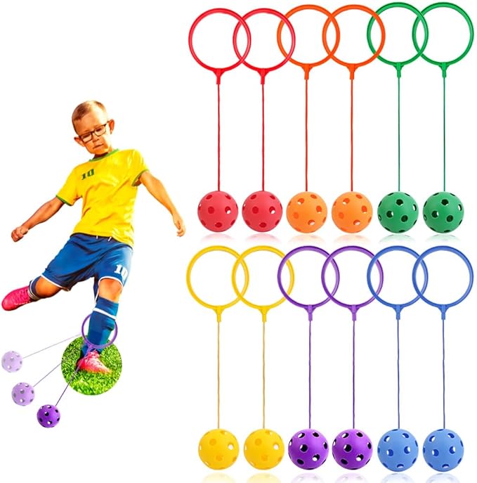 Skip Balls, 6 Colors, 5.91 Inch Diameter Ankle Toys Jump Ankle Ropes Skip and Jump Toys Sports Swing Balls for Girls Boys Gym Class Home Playground Exercising Body Fat Burning