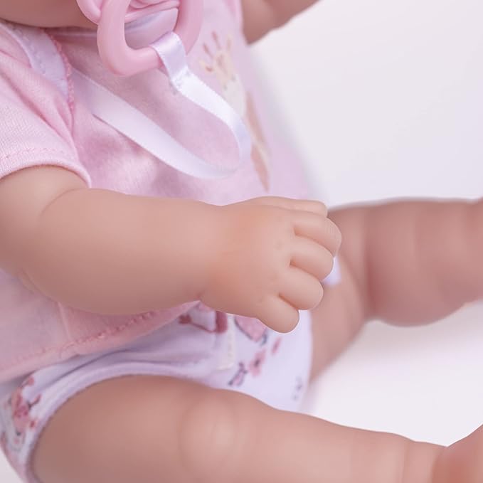 JC Toys - La Newborn Nursery | 7 Piece Baby Doll Gift Set | 12" Life-Like Baby Doll with Accessories | Pink | Ages 2+ (18344)