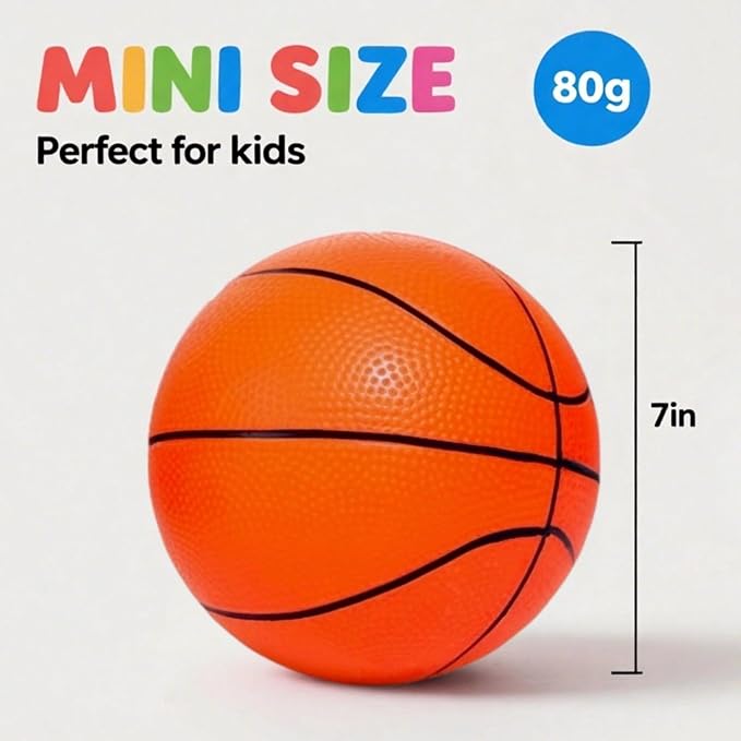 5 Pack 7 Inch Small Basketballs - Size 3 Mini Basketball Set with 5 Colors Toy Basketballs for Kids, Indoor and Outdoor Play