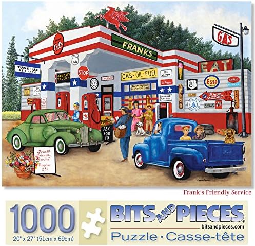Bits and Pieces – 1000 Piece Jigsaw Puzzle for Adults – Frank's Friendly Service - Americana Summer Jigsaw Puzzle by Artist Kay Lamb Shannon, Completed Puzzle Size: 20" x 27"