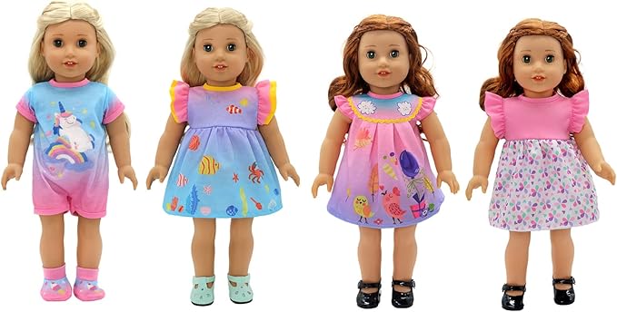4 Pack Doll Clothes for 13-16 inch Dolls, Dress for 13-16 inches Dolls