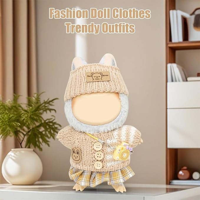 Clothes for Lububu 17cm Dolls(NO Doll) for Lububu Doll Outfits with Accessories Suit for Lububu Cute Stylish Dress Up Set Easter Gifts Purple Dress