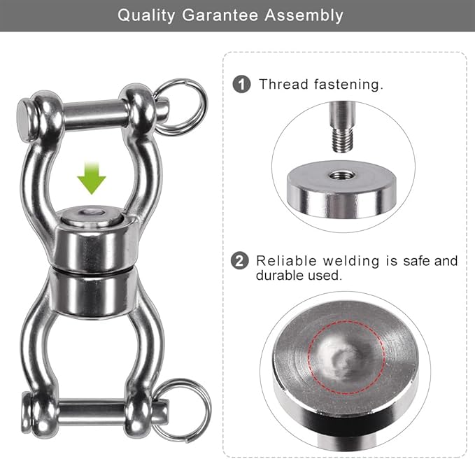 SELEWARE Silent Bearing Swing Swivel, 360° Rotational Device Hanging Accessory with Removeable Buckle for Tree Swing, Hammock Chair, Climbing Rope, Yoga, Kids Swing Swivel 1202LB Capacity