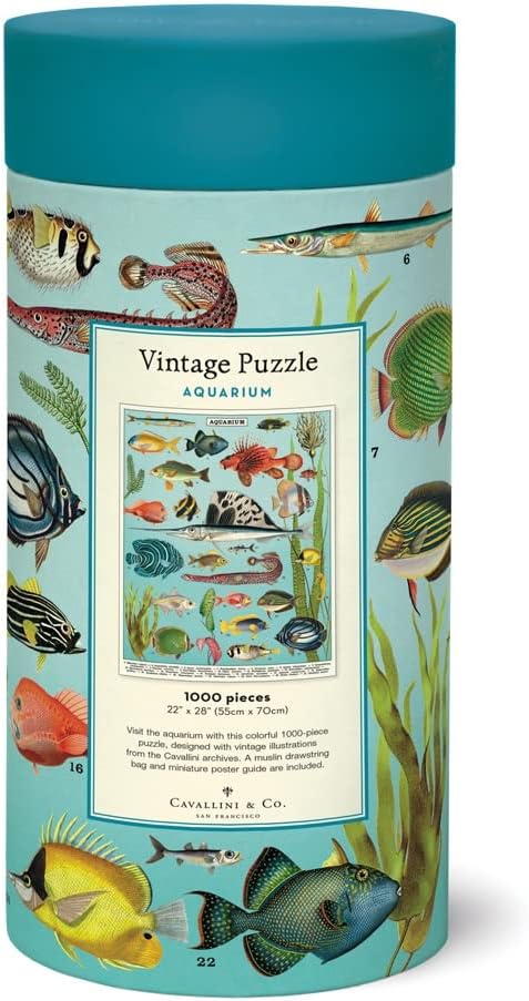 Cavallini Vintage Jigsaw Puzzle Fish Aquarium 1000 Pieces