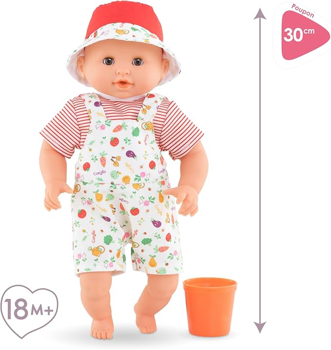 Corolle Bebe Bath Calypso Garden Delights Baby Doll - Includes Play Cup, Soft Body with Sleeping Eyes and Vanilla Fragrance, Removable Clothes, for Children Ages 18 Months and Up