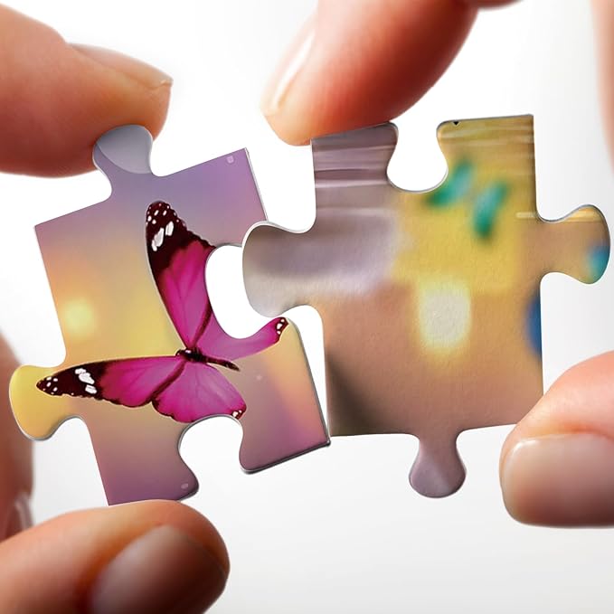 Colorful Elephant Puzzles for Adults 1000 Pieces, Rainbow Pretty Animal Jigsaw Puzzles, Challenging Beautiful Butterfly Puzzle