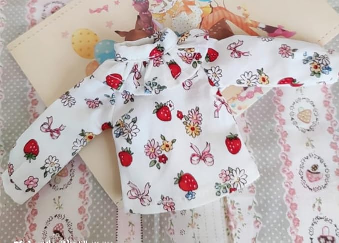 BJD Doll Clothes Cute Sundress Shirt for Blyth,Ob24,Licca,Azone BJD Doll Accessories Clothing (Red Set)