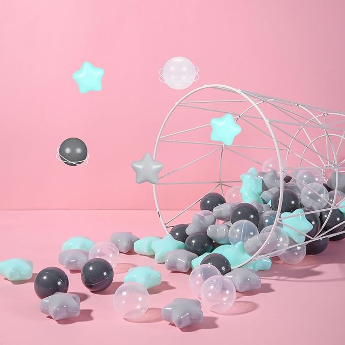 STARBOLO Star Ball Pit Balls - 100pcs Crush Proof Plastic Children's Toy Star Ball Ocean Balls for Birthday Parties Game Pool,2.2'' Balls and 2.55'' Stars
