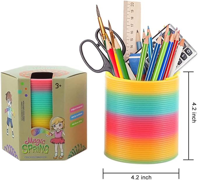 4.2 Inch Boxed Jumbo Rainbow Coil Spring Toy,Classic Giant Novel Magic Decompression Spring Toy,Great for Small Party Favor, Stocking Stuffers for Kids & Adults