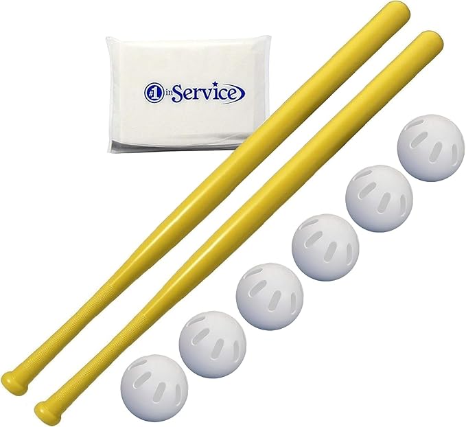 WIFFLE Ball 6 Baseballs Official Size 6 Pack Ball 32" Bats 2 Pack Set