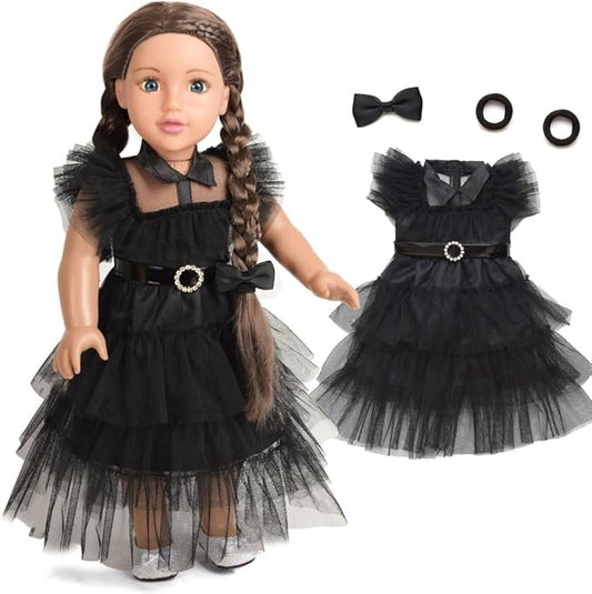 18 Inch Doll Clothes Black Party Dress Costume Accessories for 18 Inch Dolls (Doll NOT Included)