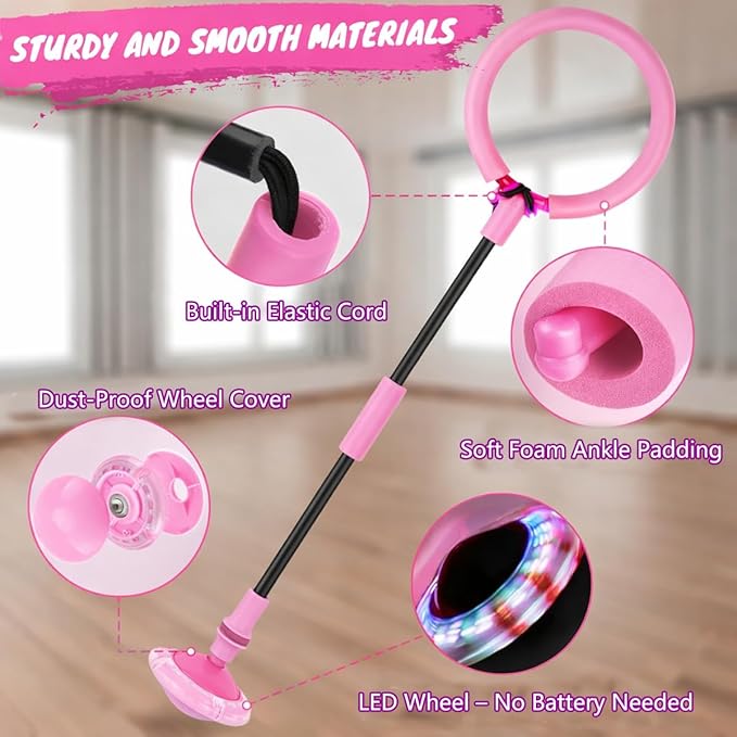Light Up Ankle Skip Ball for Kids, Foldable Swing Ball with Flash Wheel, Outdoor Active Toy for Boys & Girls Age 5-10, Fun Exercise Game for Kids, Portable Sports Toy Gift