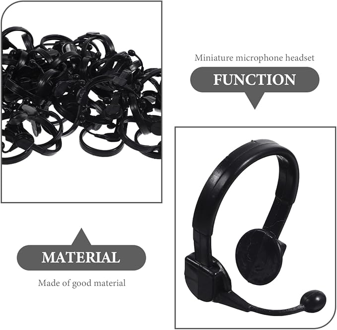 TOYANDONA 50pcs Little Yellow Headphones Mic Ear Phones Plastic Doll Cosplay Headphones Mini Headset Decors Doll Crafts Headset Decorations Dress up s Baby Accessories Toy