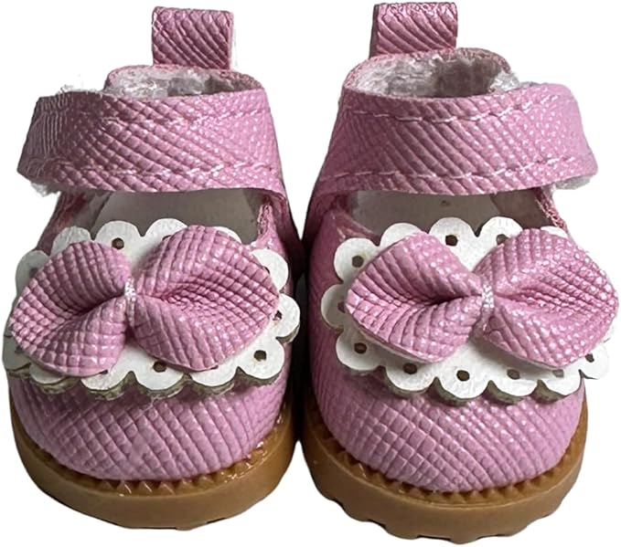 Premium Doll Shoes for Lububu, 15cm 17cm Dolls Accessories, Mini Leather Shoes Fashion Dress Up Doll Shoes Replacement (1, Mary Jane - Pink)
