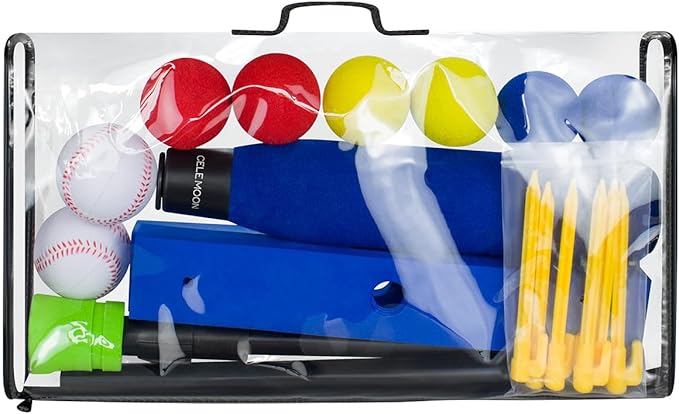 CeleMoon Foam Tball Set for Kids Toddlers 3-5, T Ball Baseball Softball Bat Set Adjustable Batting Tee, 8 Colored Balls, for Boys Girls 3-5 5-8 Years Indoor Outdoor Sport Playing Toys, Blue