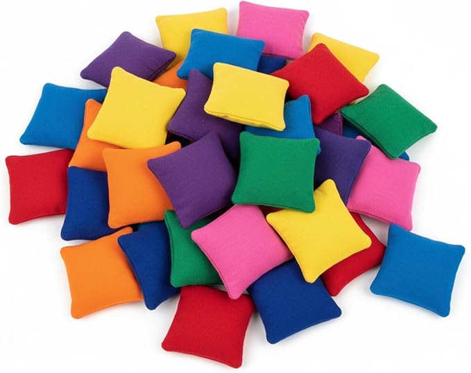 20 Pcs Mini Bean Bags for Tossing Games – Colorful Small Cornhole Bags (2" x 2") for Kids & Family Fun, Outdoor Carnival Toss Games, Party Favors & DIY Crafts
