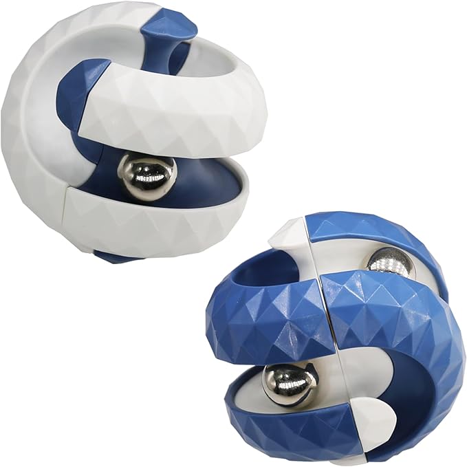 2 Pack Orbit Ball Toy, Novelty Fidget Toys Creative Track Infinity Cube Stress Relief Balls Sensory Toys for Autistic ADHD Kids Adults (Blue&White)