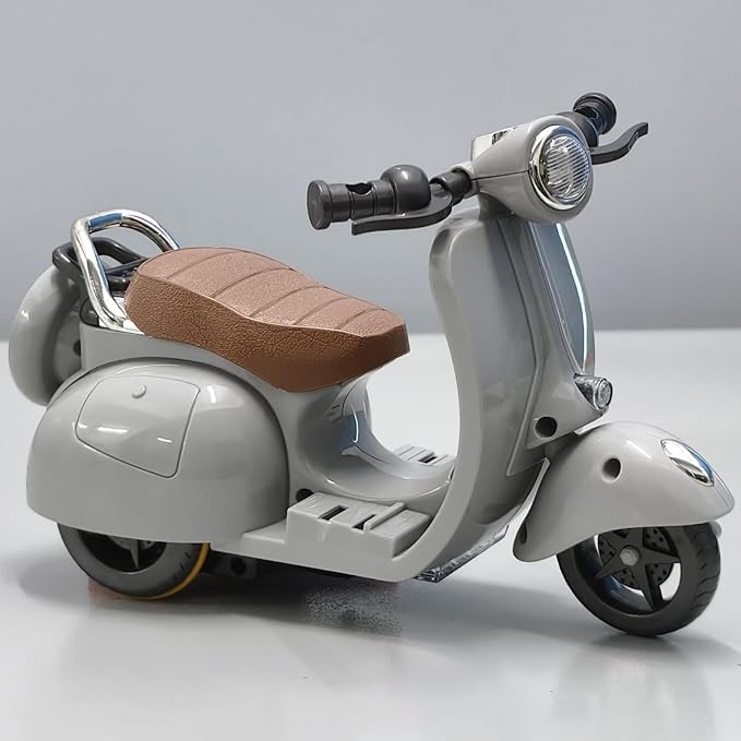 Liotww Motorcycles Scooter Toy Doll - with Light and Music, Cute Have a Seat Doll Accessories, Decor Desktop Ornaments for Collectors (Gray)