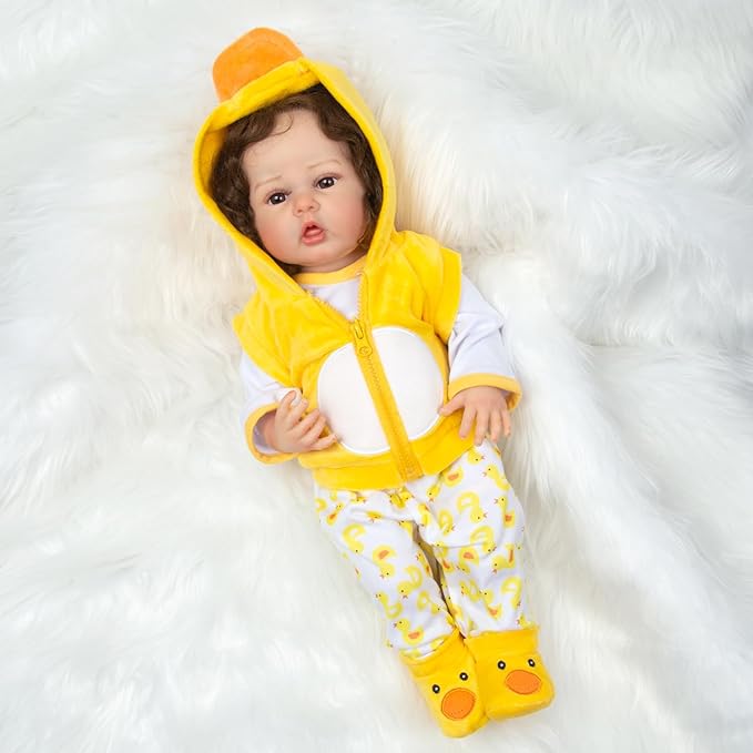 Reborn Baby Doll Clothes Yellow Duck Outfits for 16-18 Inch Baby Doll,17 Inch Reborn Newborn Baby Doll Clothes Accessories Girl & Boy