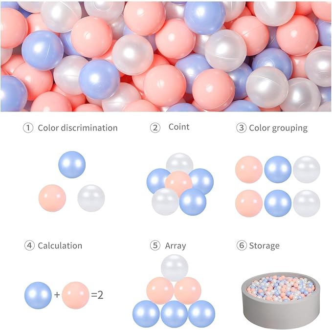 GOGOSO Ball Pit Balls for Toddlers Kids Plastic Balls for Ball-Pit Playpen Pool Baby Play Pastel BPA-Free Non Toxic Play Pastel Crush Proof Bal 50 100 200 500 1000 Count
