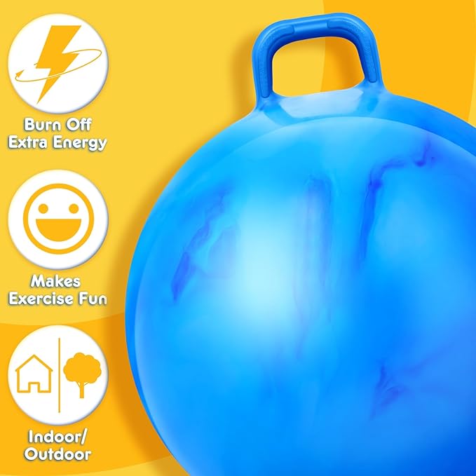 Lewtemi 2 Pcs 29 Inch Big Hopper Ball Jumping Hopping Inflatable Bouncing Ball with Handle and Air Pump for Adults Carnival Outdoor Sports Game(Gradient Purple, Gradient Blue)