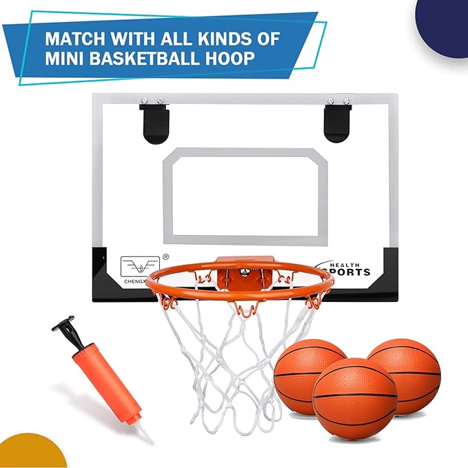 Dilabnba 8" Mini Rubber Replacement Basketballs for Basketball Hoop/Pool, Kids Toddler Soft Beach Bouncy Ball Sports Party Game, Junior Balls Indoor Outdoor Arcades Games, Lightweight (4PCS)