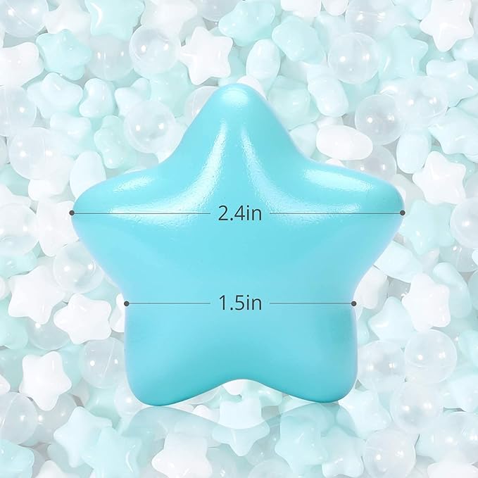 TRENDPLAY Star Ball Pit Balls for Toddlers -50 100 200 Count Star Balls Different Shapes, Non-Toxic Plastic Balls for Safe Play, Boys Girls Festival Party Decoration