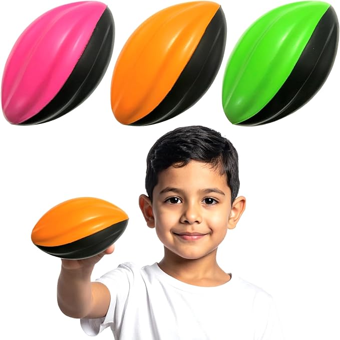 Mini Football 3-Pack - 5” Spiral Foam Football Small Footballs for Kids - Mini Footballs 3-Pack - Soft, Easy Grip Toddler (Pink, Orange, Green)