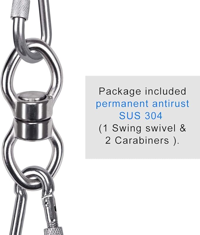 SELEWARE Silent Bearing Swing Swivel, 360° Rotational Device Hanging Accessory for Tree Swing, Hammock Chair, Yoga,1200LB Capacity, 2 Pack