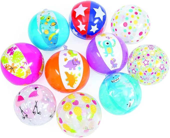 Fun Express Mini Beach Balls Bulk Set 50 Pack - 5 Inch Inflatable Pool Toys for Kids Ages 4-8 | Colorful Beach Games for Pool Party Decorations, Summer Birthday Favors & Outdoor Water Play Activities