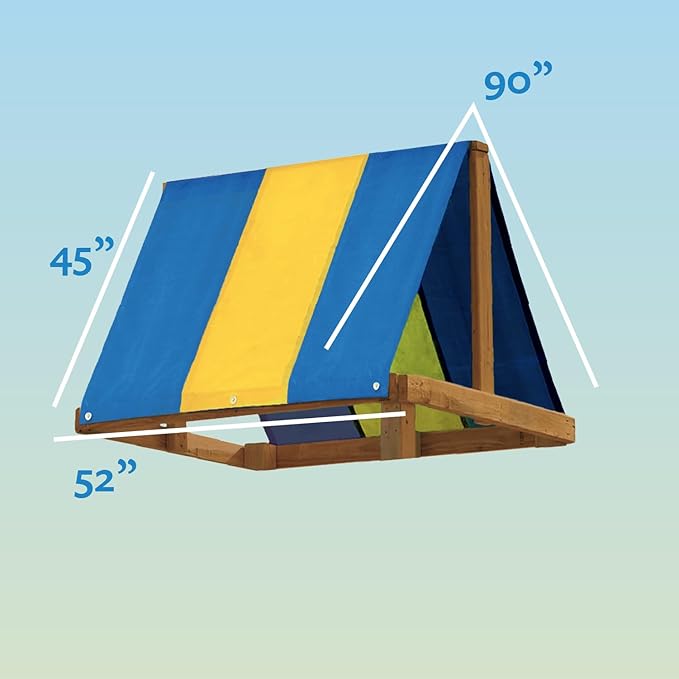 Squirrel Products Tarp Canopy Shade Replacement for Playground Swing Set - 52 x 89 Inch - Blue and Yellow