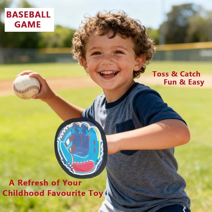 Toss and Catch Ball Game, Kids Toddler Baseball Catch Toy, Outdoor Game for Beach Pool Yard, Birthday Easter Basket Suffer Gifts for Boys Girls Age 3-12, 4 Paddles Velcro Ball and Catch Game