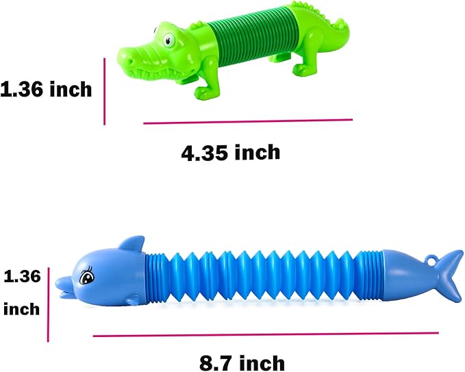 Limskys Pop Tubes - Animal Fidget Toys, Sensory Toys for Toddlers 3-4, Party Favors for Kids 3-8