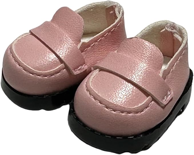 Premium Doll Shoes for Lububu, 15cm 17cm Dolls Accessories, Mini Leather Shoes Fashion Dress Up Doll Shoes Replacement (1, Loafer - Pink)