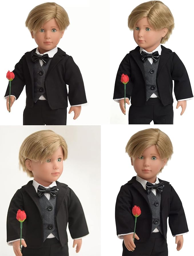 Doll Clothes First Communion Wedding Suit Set Rose Gentleman Outfits Fit American 18 inch Boy Dolls
