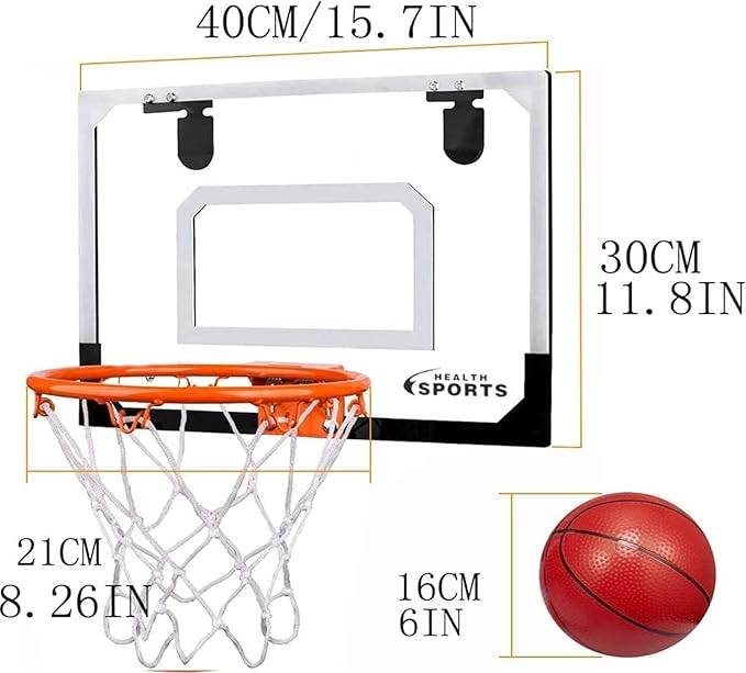 Mini Indoor Basketball Hoop for Kids Adults, Small Basketball Hoop Over The Door Mini Hoop with 4 Balls, oost Wall Mount Hoop Sport Game Interactive Toys Gift for Boys Age 3-12