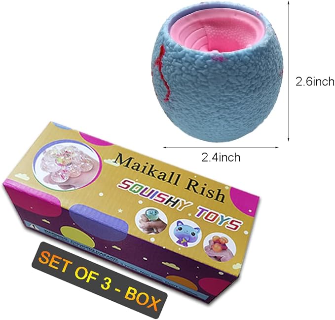 Dinosaur Egg Evil Squeeze Toys 3 Pack Funny Pop Out Dinosaurs of Egg Decompression Stress Toys for Adults Kids, Colorful Squish Fidget Toy Relief Autism Silicone Decompression Toy(Boxed)