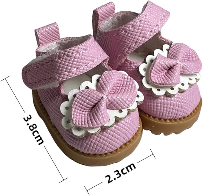 Premium Doll Shoes for Lububu, 15cm 17cm Dolls Accessories, Mini Leather Shoes Fashion Dress Up Doll Shoes Replacement (1, Mary Jane - Pink)