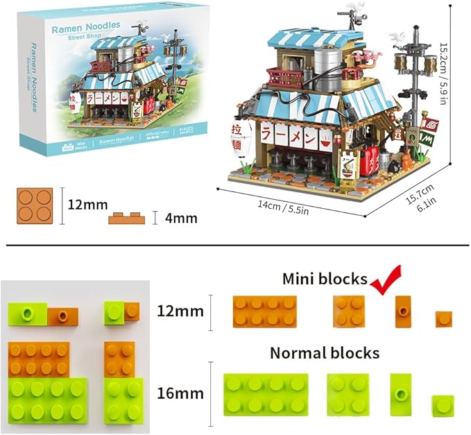 Japanese Ramen Shop Building Blocks Set - Mini Brick Simulation Architecture Construction Toy Ideal Gift Choice for Adult Teen 14+