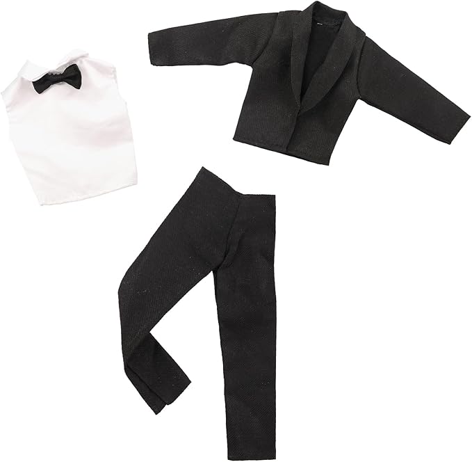 Miunana 10 Pcs Fashion Pack for 12 Inch Boy Dolls - 5 Sets Casual Wear Clothes Outfit with 5 Shoes for boy Doll (Black Suit + Casual Wear Clothes + Tracksuit + Swimwear)