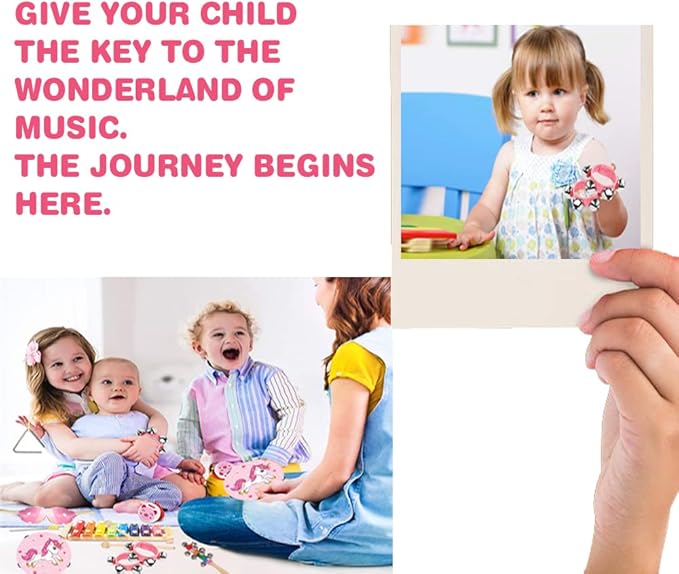 Kids Musical Instruments Sets, 12pcs Wooden Percussion Instruments Toys Tambourine Xylophone for Kids Playing Preschool Education, Early Learning Musical Toys for Boys Girls Chrismas Thanksgiving Gift