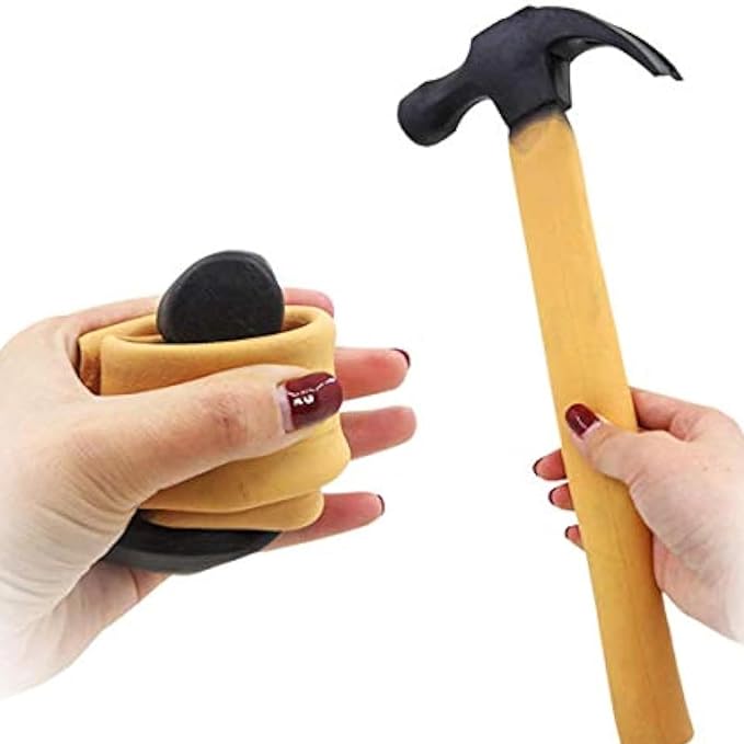 Fake Hammer Trick Toy - Disappearing Rubber Hammer, Stage Performance Accessory | Multipurpose Relaxing Toy Gimmick Props, Prank Prop, Carnival Cosplay Role Play Funny Comedy Gag for Entertainment