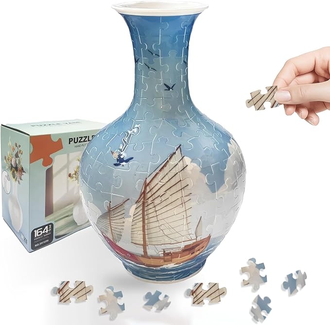 3D Puzzle Vase for Adults, 164 Piece Unique Flower Vase, Crafts for Adults, Home Decor Gift for Flower Arrangements
