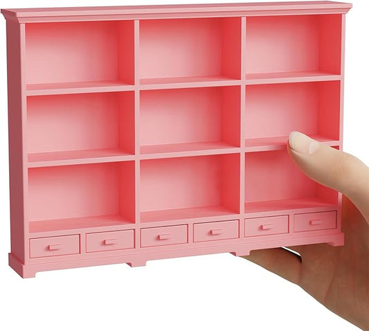 1:12 Scale Dollhouse Bookshelf, Classic Doll House Bookcase & Versatile Dollhouse Furniture Decor, Interesting Christmas & Birthday Gift for Kids